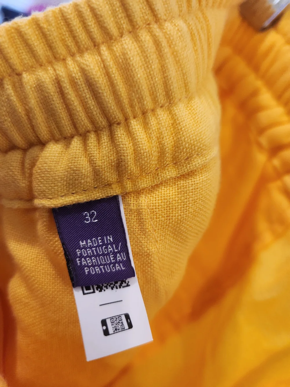 NWT Ralph Lauren Purple Label Rumpled Linen Drawstring Trouser Yellow Sz 32